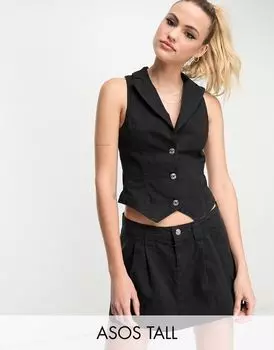 Черный комбинированный жилет мини ASOS DESIGN Tall