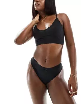 Черный комплект из укороченного топа и трусов с кружевной отделкой ASOS DESIGN Rosa