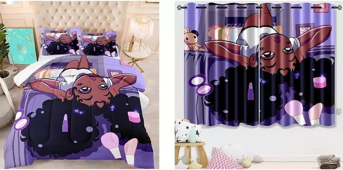 Черный комплект одеял для девочек-близнецов и штор FJKJHKGJ