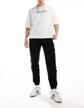 Черный контрастный карман-карго Bershka