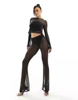 Черный коордовый трикотажный топ с длинными рукавами и кольчугой ASOS
