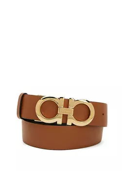 Черный коричневый двусторонний женский кожаный ремень Ferragamo