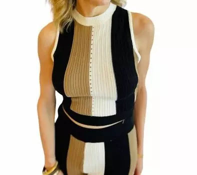 Черный/коричневый вязаный комплект в полоску Dress It Up WHITEROOM+CACTUS