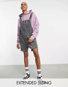 Черный короткий джинсовый комбинезон с прорезями на бедрах ASOS DESIGN