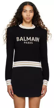 Черный короткий свитер Balmain