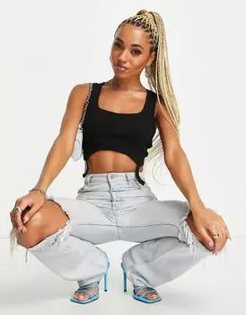 Черный корсет из джерси с подтяжками ASOS DESIGN