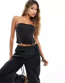 Черный корсет с аквалангом с молниями спереди ASOS DESIGN