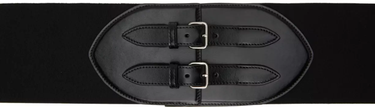 Черный корсетный ремень с двумя пряжками ALAA