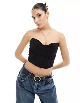 Черный корсетный топ без рукавов ASOS