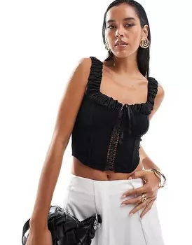 Черный корсетный топ Miss Selfridge