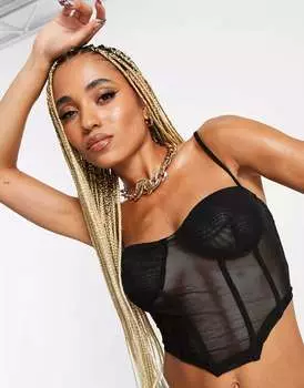 Черный корсетный топ NaaNaa