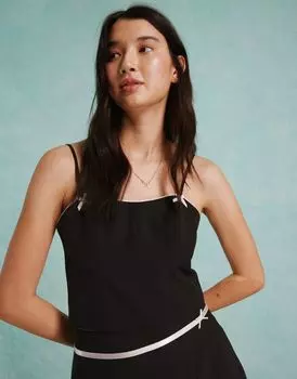 Черный корсетный топ с бантом Miss Selfridge