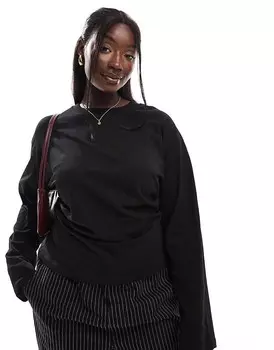 Черный корсетный топ с длинными рукавами ASOS DESIGN Curve