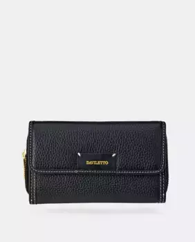 Черный кошелек из яловой кожи с клапаном Daviletto