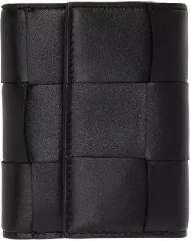 Черный кошелек тройного сложения на молнии Bottega Veneta