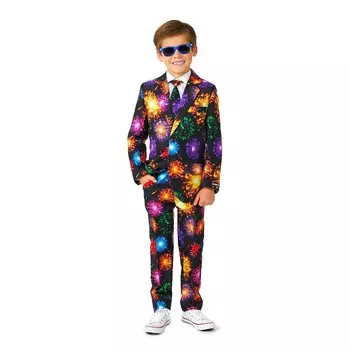 черный костюм для новогодней вечеринки Suitmeister Fireworks для мальчиков 4–16 лет, комплект из куртки, брюк и галстука, черный