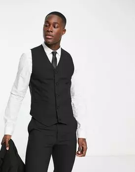 Черный костюм-скинни с жилетом ASOS DESIGN