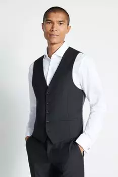 Черный костюмный жилет облегающего кроя и эластичный MOSS, черный