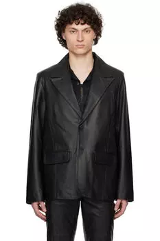 Черный кожаный блейзер Stanley Deadwood