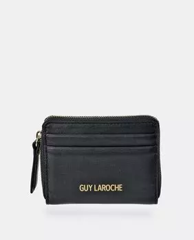 Черный кожаный кошелек на молнии Guy Laroche, черный