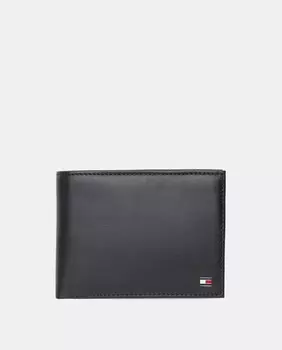 Черный кожаный кошелек с гладкой отделкой Tommy Hilfiger, черный