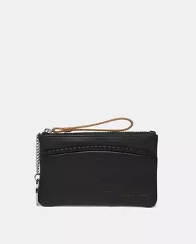 Черный кожаный кошелек с логотипом и гравировкой Abbacino, черный