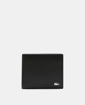 Черный кожаный кошелек с монетницей Lacoste, черный
