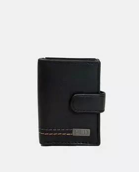 Черный кожаный кошелек с защитой от краж и металлическим визитницей. Antonio Pulido, черный