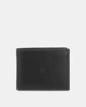 Черный кожаный кошелек в американском стиле на двенадцать карт El Potro, черный