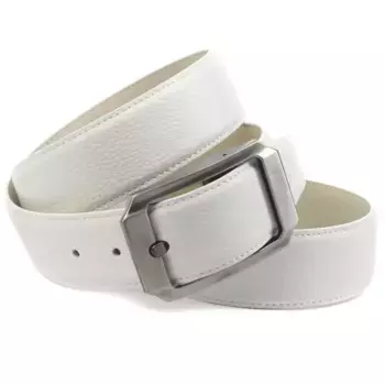 Черный кожаный ремень Anthoni Crown с классической пряжкой, неподвластный времени дизайн, белый