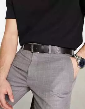 Черный кожаный ремень Jack & Jones