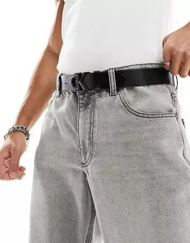 Черный кожаный ремень с эмблемой Calvin Klein, ширина 35 мм