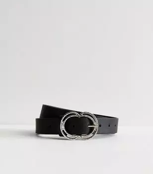 Черный кожаный ремень с двойной пряжкой New Look, черный