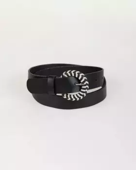 Черный кожаный ремень с двухцветной пряжкой System Action, черный