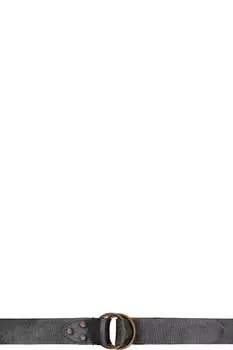 Черный кожаный ремень с двумя кольцами RRL