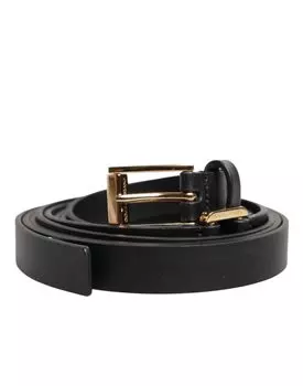 Черный кожаный ремень с двумя ремешками и золотой пряжкой Dolce & Gabbana, Black