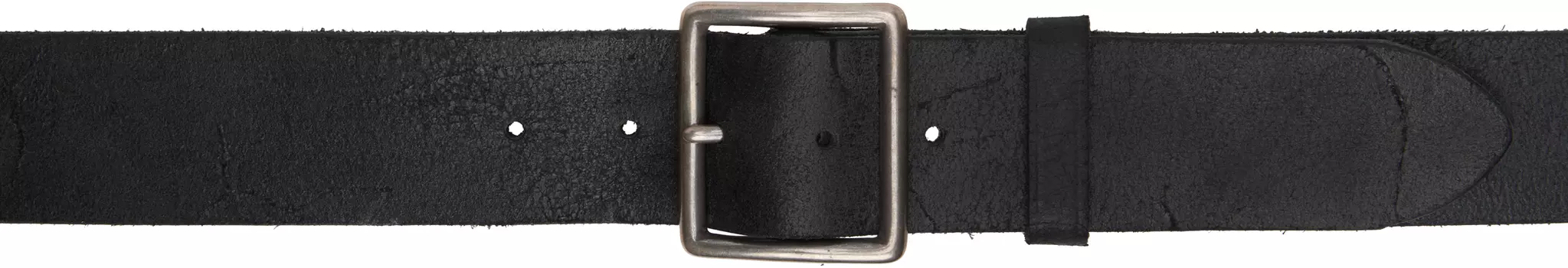Черный кожаный ремень с потертостями RRL