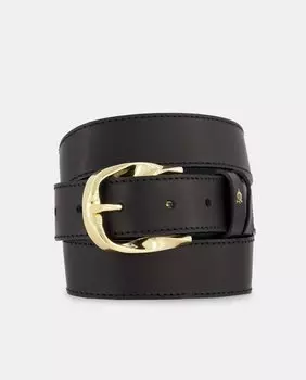 Черный кожаный ремень с прострочкой El Caballo, черный