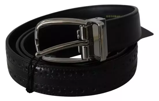 Черный кожаный ремень с серебристой металлической пряжкой Classic Dolce & Gabbana