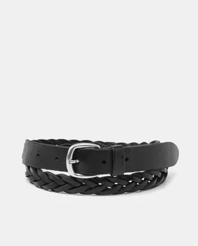 Черный кожаный ремень с серебряной пряжкой Levi's, черный