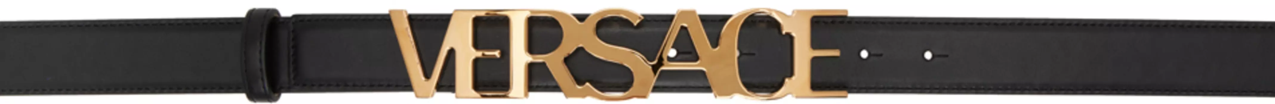 Черный кожаный ремень Versace