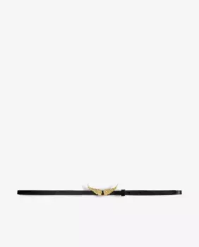 Черный кожаный женский ремень Rock Zadig & Voltaire, черный