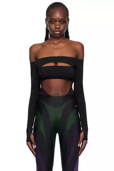 Черный круглый боди Mugler