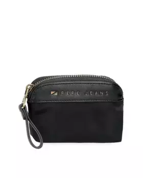 Черный круглый женский кошелек на молнии Morgan Pepe Jeans, черный