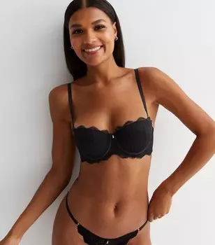 Черный кружевной бюстгальтер без бретелек New Look, черный