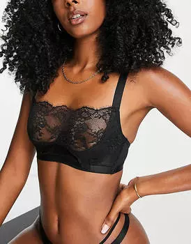 Черный кружевной бюстгальтер без подкладок с вырезом Hunkemoller Madelyn