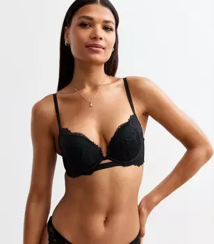 Черный кружевной бюстгальтер пуш-ап New Look, черный