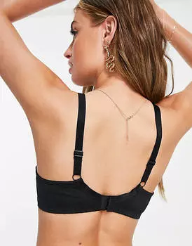 Черный кружевной бюстгальтер с глубоким вырезом на косточках Ivory Rose