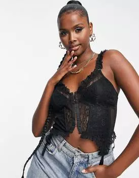Черный кружевной корсет с подвязками ASOS DESIGN
