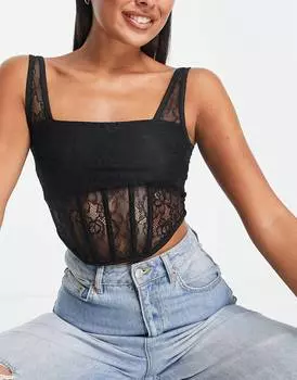 Черный кружевной корсет Topshop